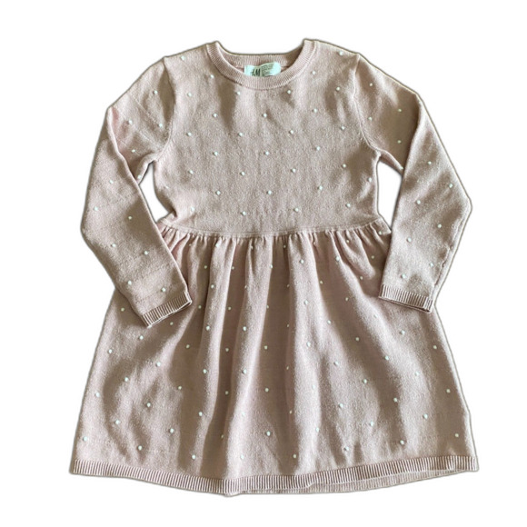 H&M Pink Swiss Dot Sweater Dress Girls' 3/4T - Picture 1 of 8